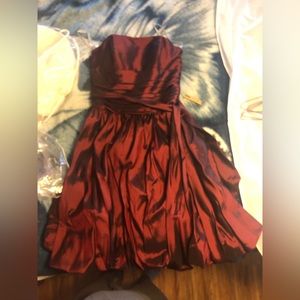 Burgundy strapless bubble dress